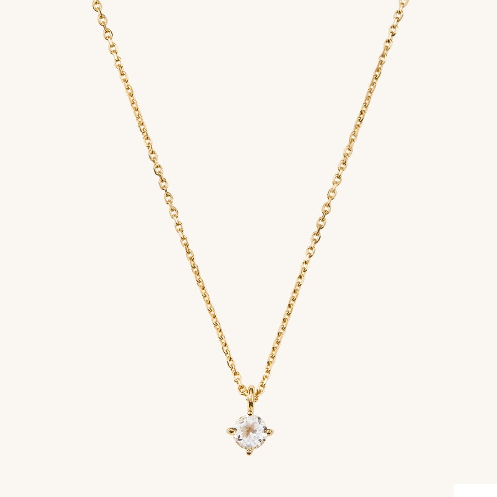 Mejuri Round White Topaz Necklace 18k Gold Vermeil